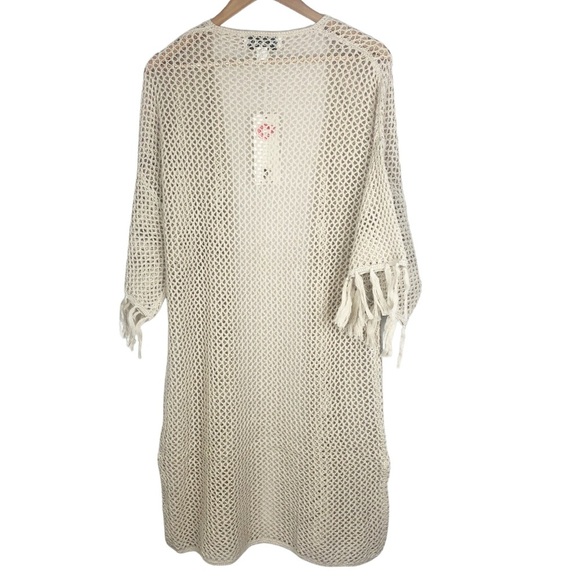 New with tag Wildfox Kelso Fringe Sleeve Cream Crochet Long Kimono Wrap Cardigan - Picture 12 of 16